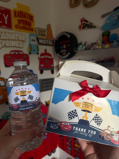 Disney Cars Radiator Springs Party Favour Water Bottle / Fruit Shoot Labels