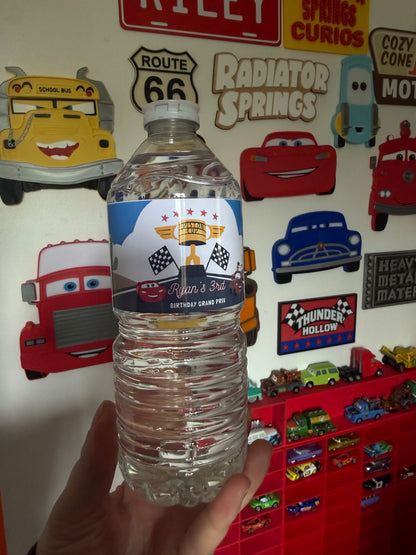 Disney Cars Radiator Springs Party Favour Water Bottle / Fruit Shoot Labels
