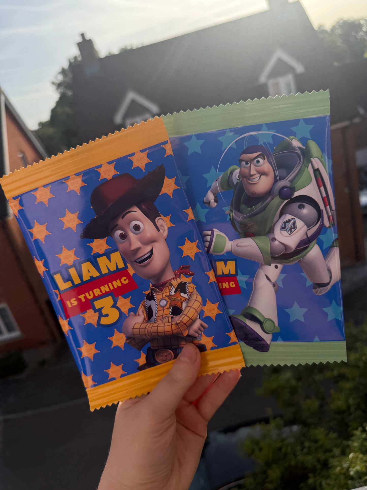 Personalised Toy Story Theme Fillable Crisp Packets | Toy Story Birthday Party Favours | Custom Party Snack Bags | Kids Party Treat Bags