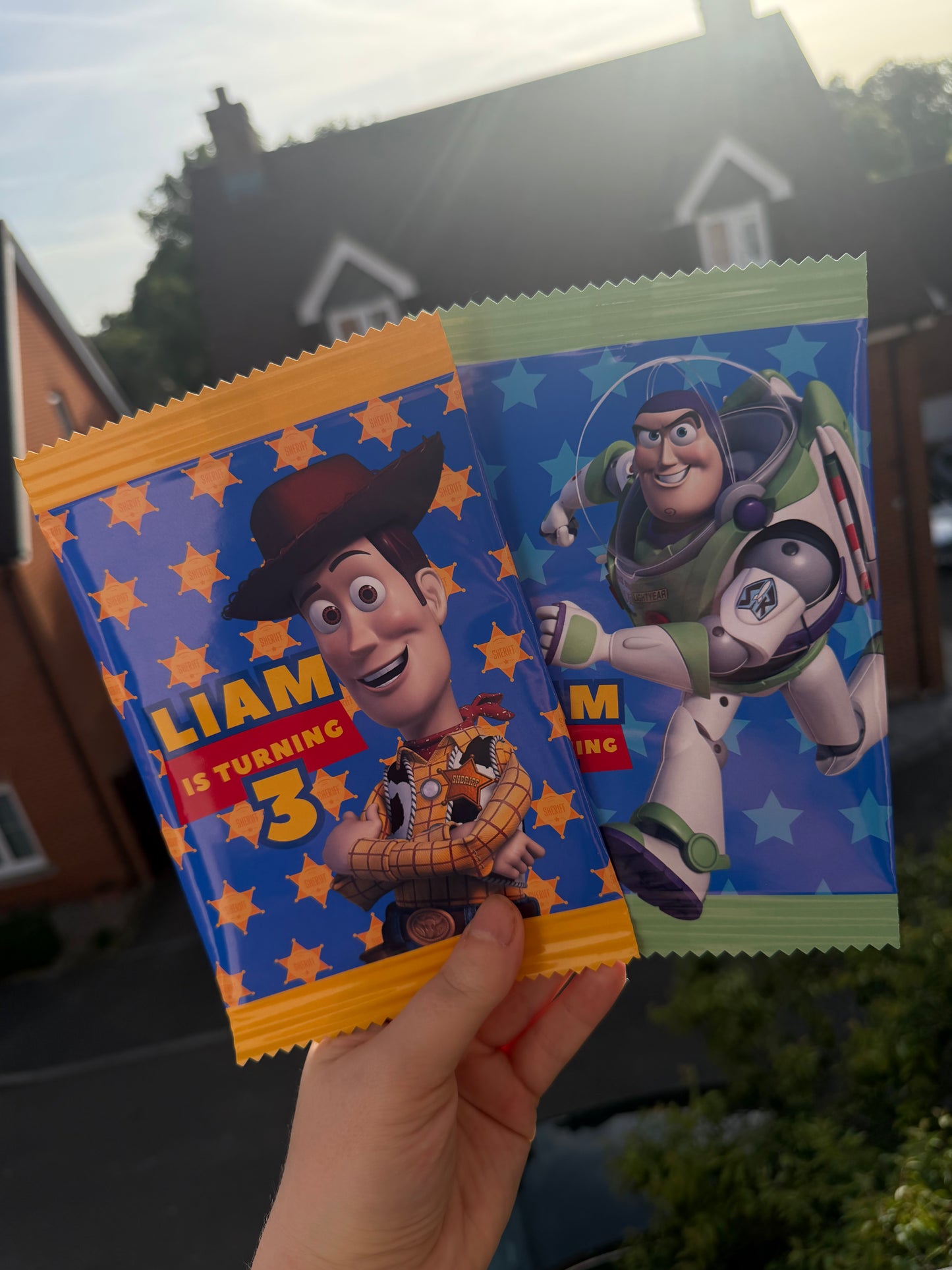 Personalised Toy Story Theme Fillable Crisp Packets | Toy Story Birthday Party Favours | Custom Party Snack Bags | Kids Party Treat Bags