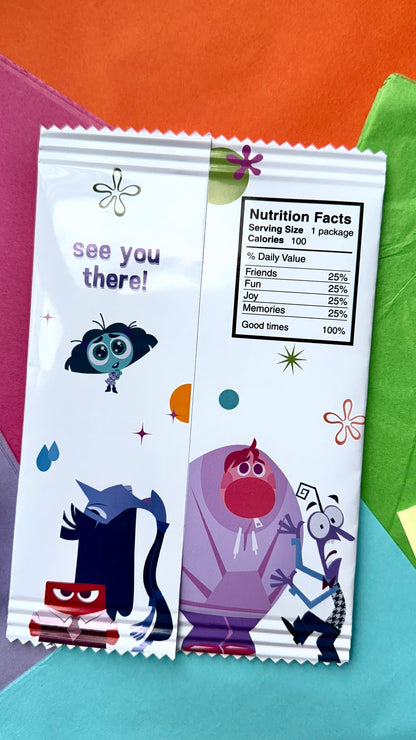Personalised Inside Out Fillable Crisp Packets | Inside Out Birthday Party Favours | Kids Party Treat Bags