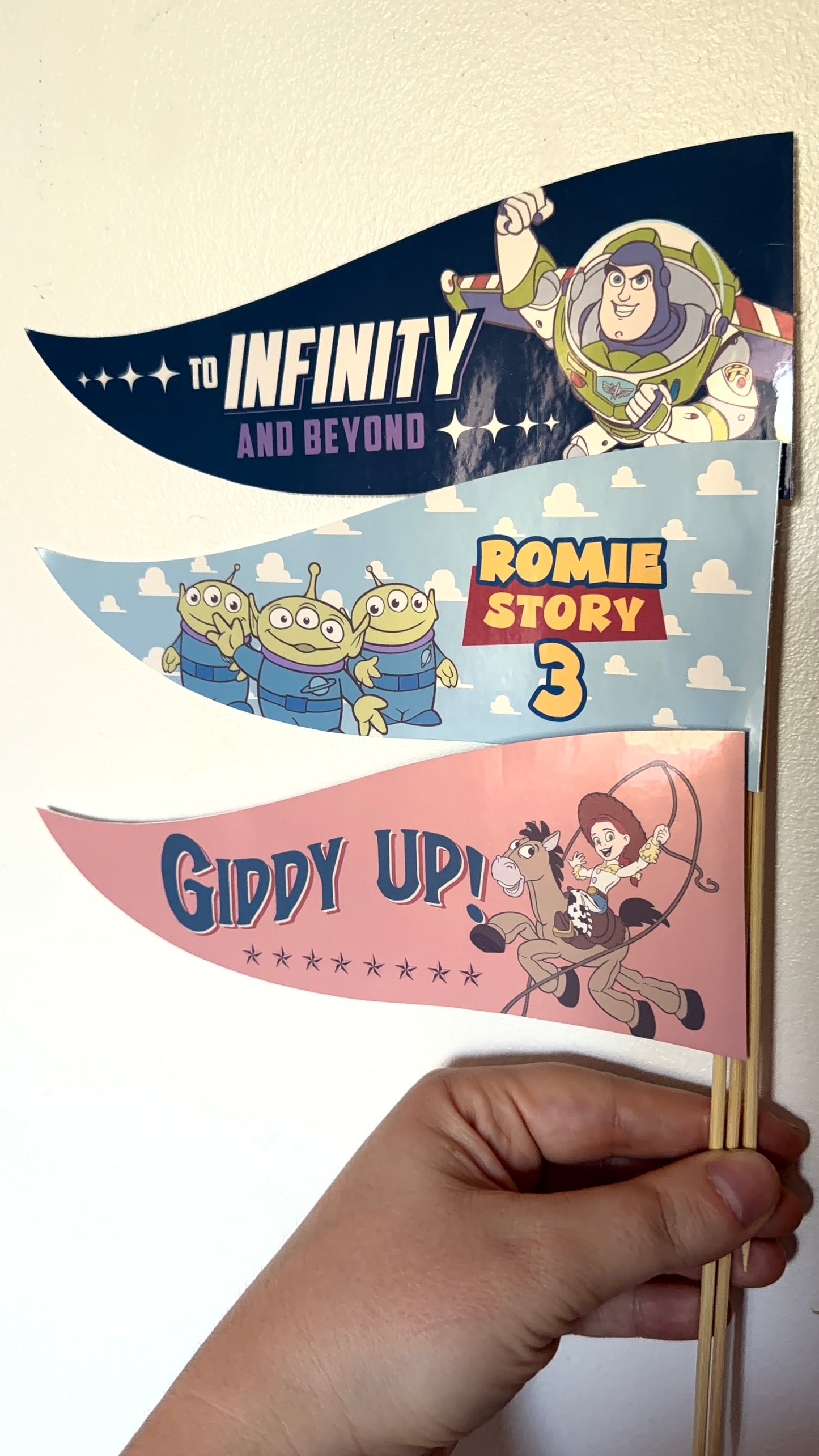 Personalised Toy Story Party Centrepieces & Pennants | Kids Birthday Party Decorations | Table Decorations