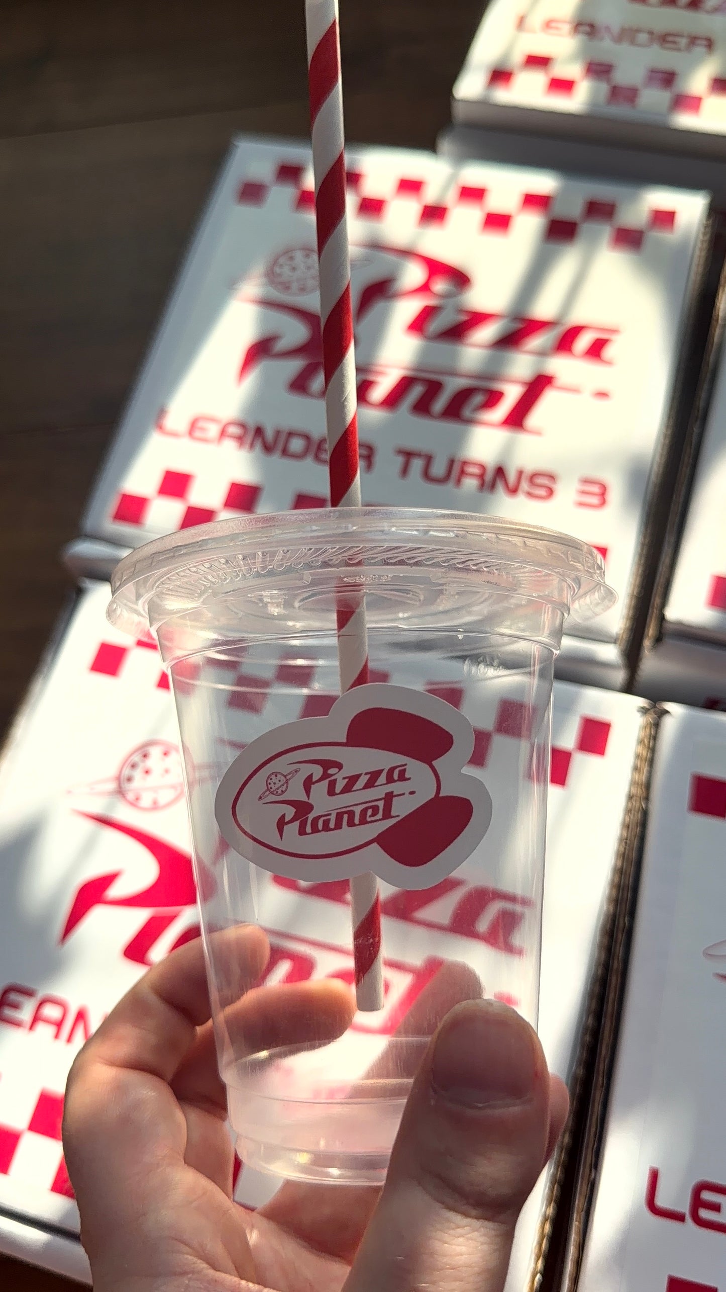 Pizza Planet Party Cups & Decals | Personalised Name & Age