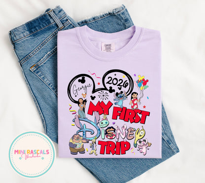 Personalised Disney Lilo and Stitch My First Disney Trip Kids T-Shirts and Sweatshirt