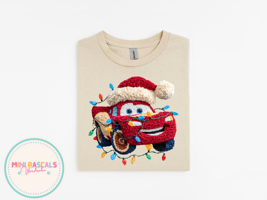 Faux Crochet Lightning McQueen T-Shirt and Sweatshirt