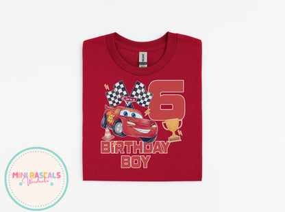Disney Cars Lightning McQueen Birthday T-Shirt | Ages 1–8 | Kids Unisex Top
