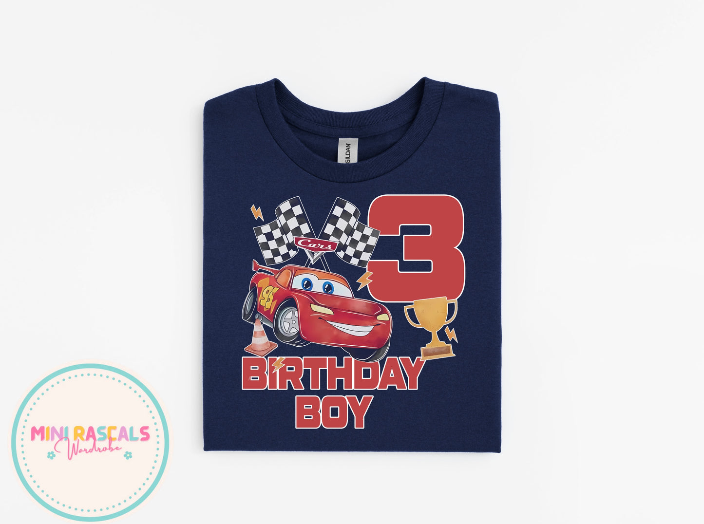 Disney Cars Lightning McQueen Birthday T-Shirt | Ages 1–8 | Kids Unisex Top