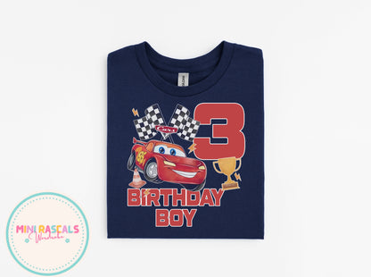 Disney Cars Lightning McQueen Birthday T-Shirt | Ages 1–8 | Kids Unisex Top