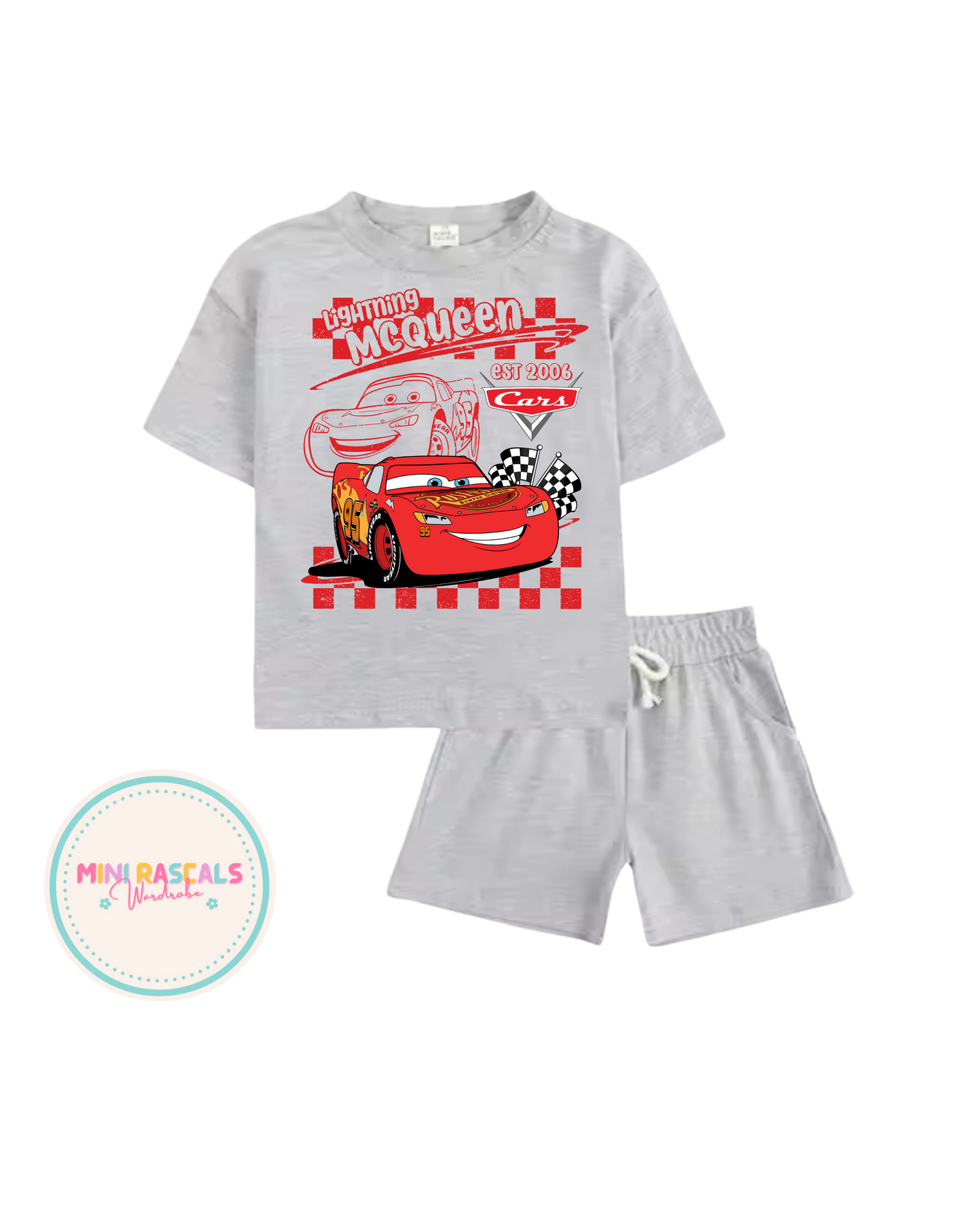 Lightning McQueen Kids T-Shirt & Shorts Set – Disney Cars Outfit for Boys | Mini Rascals