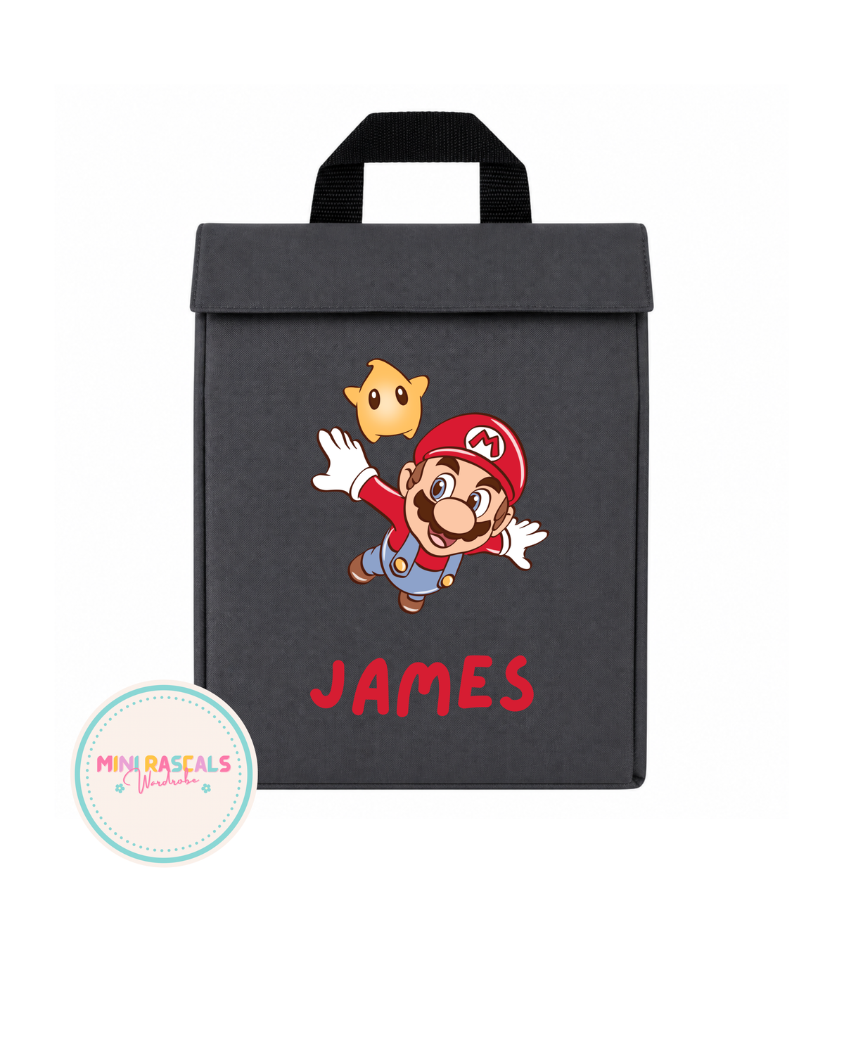 Personalised Mario Lunch Box | Custom Name School Lunch Box | Mini Rascals