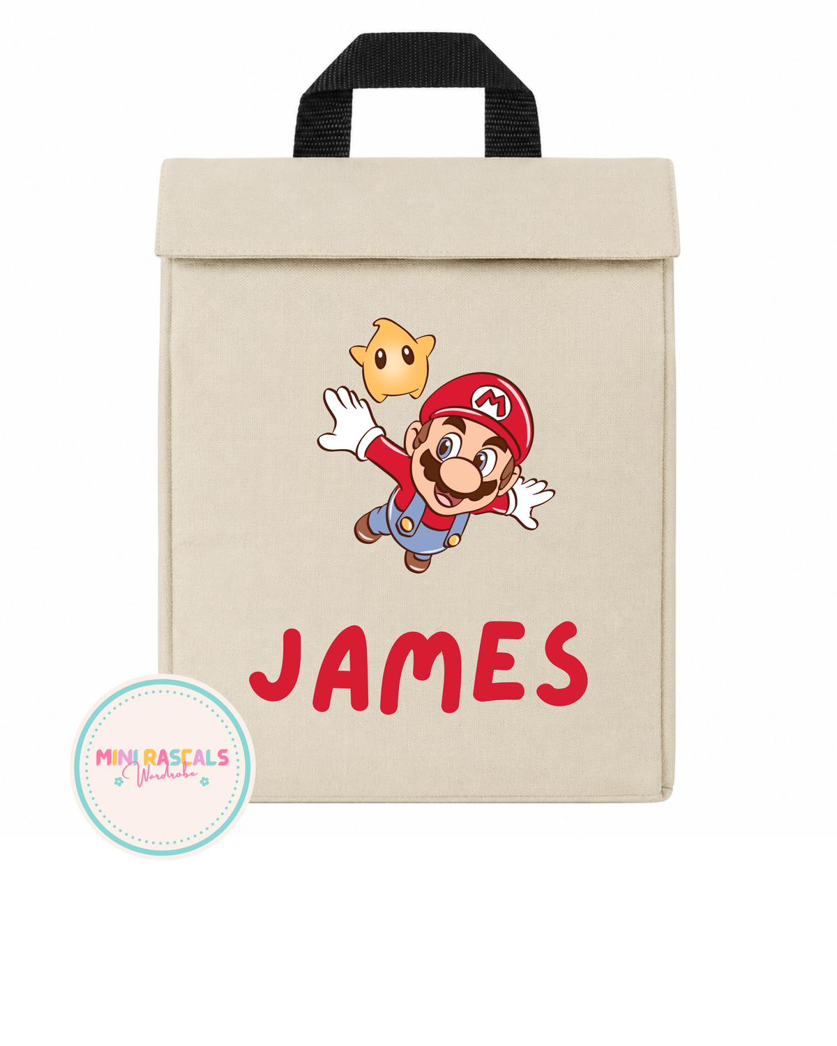 Personalised Mario Lunch Box | Custom Name School Lunch Box | Mini Rascals