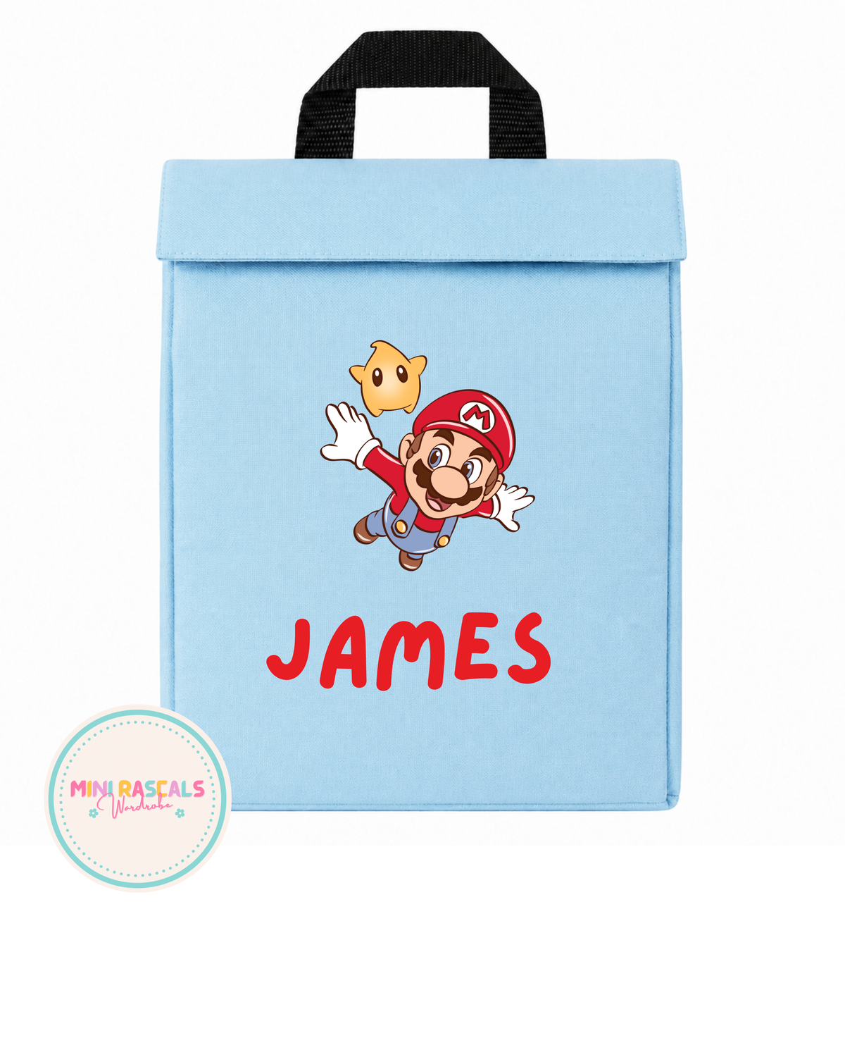 Personalised Mario Lunch Box | Custom Name School Lunch Box | Mini Rascals