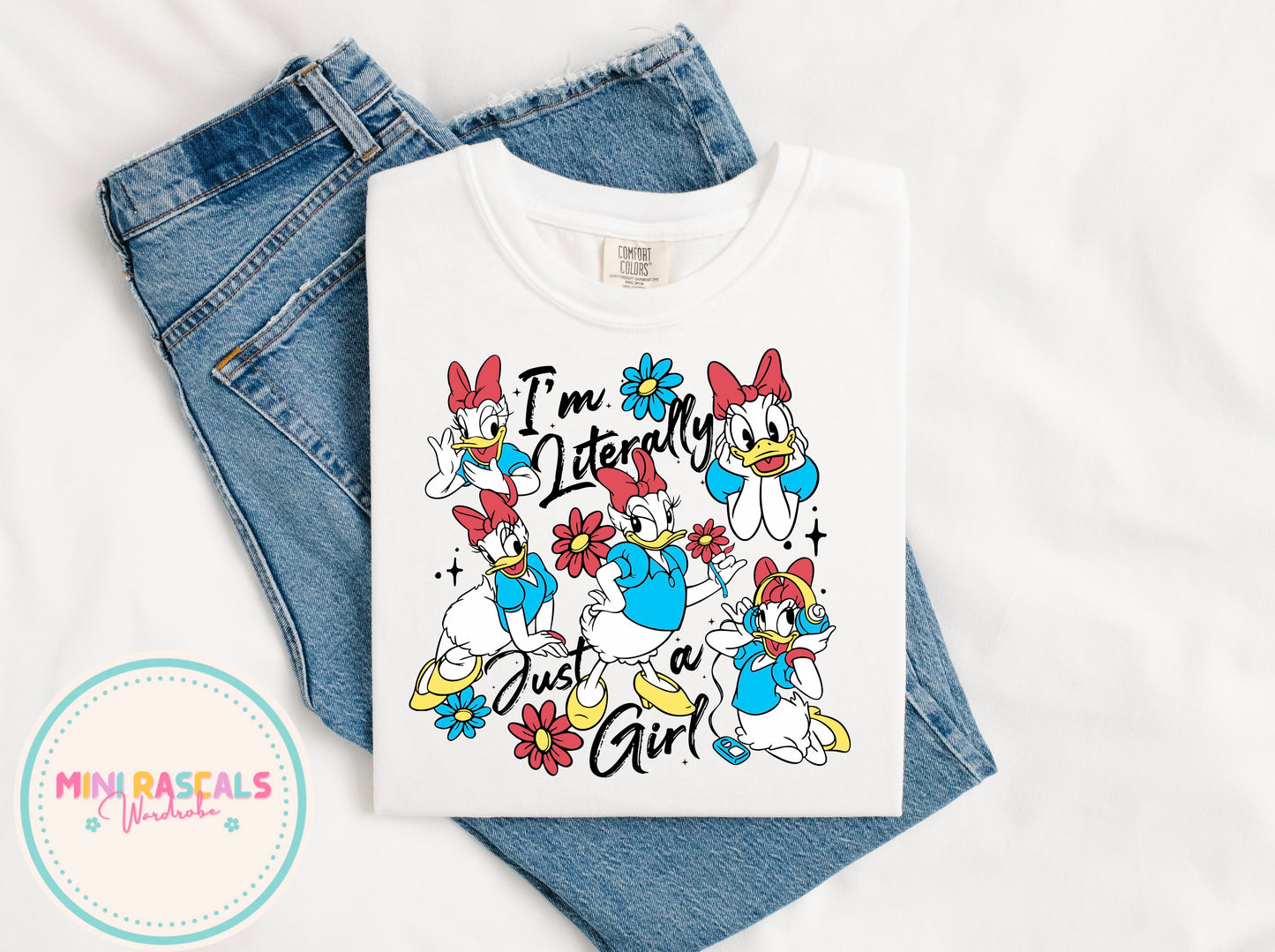 Daisy Duck I'm Literally Just a Girl T-Shirt | Disney Girls Tee | Personalised Kids T-Shirt