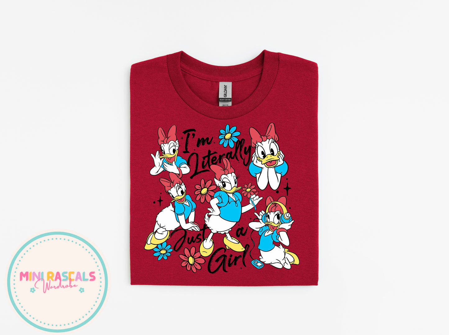 Daisy Duck I'm Literally Just a Girl T-Shirt | Disney Girls Tee | Personalised Kids T-Shirt