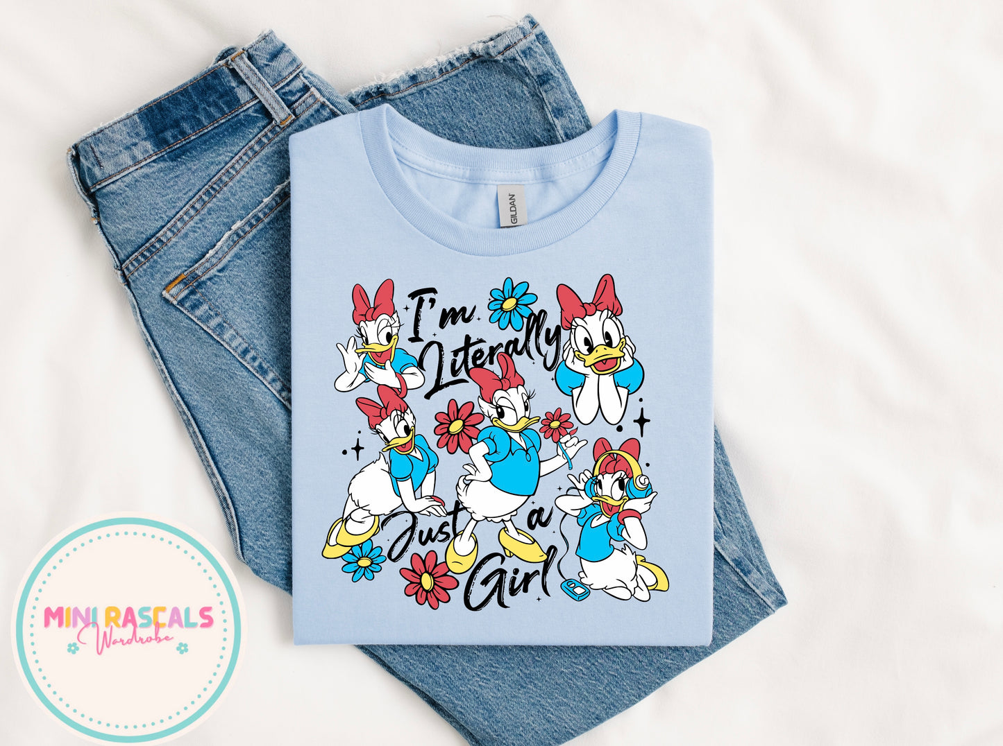 Daisy Duck I'm Literally Just a Girl T-Shirt | Disney Girls Tee | Personalised Kids T-Shirt