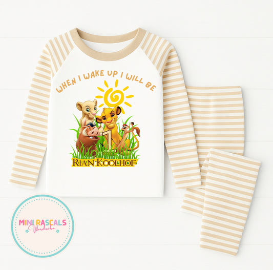 Personalised Kids Lion King 'When I Was' Stripe Pyjamas