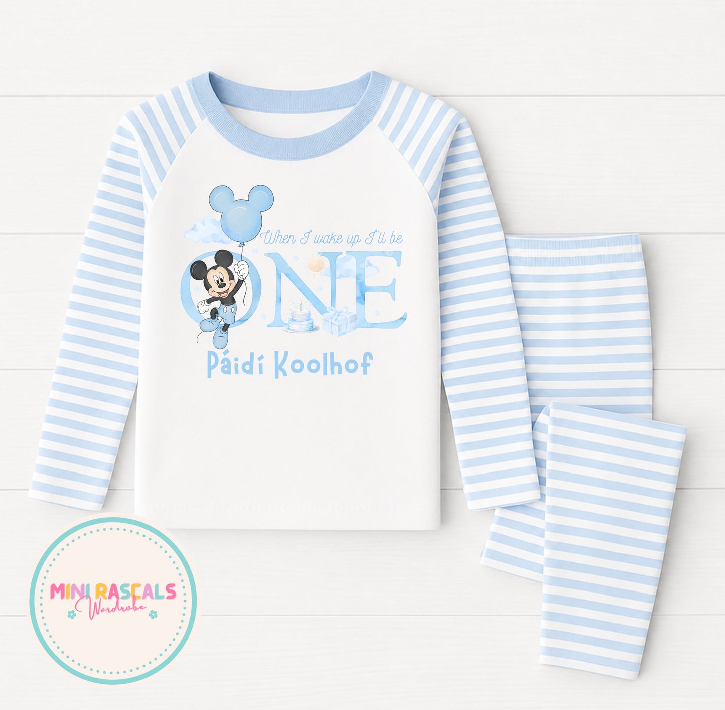 Personalised Kids 'When I Wake Up I Will Be' Mickey Mouse Pyjamas