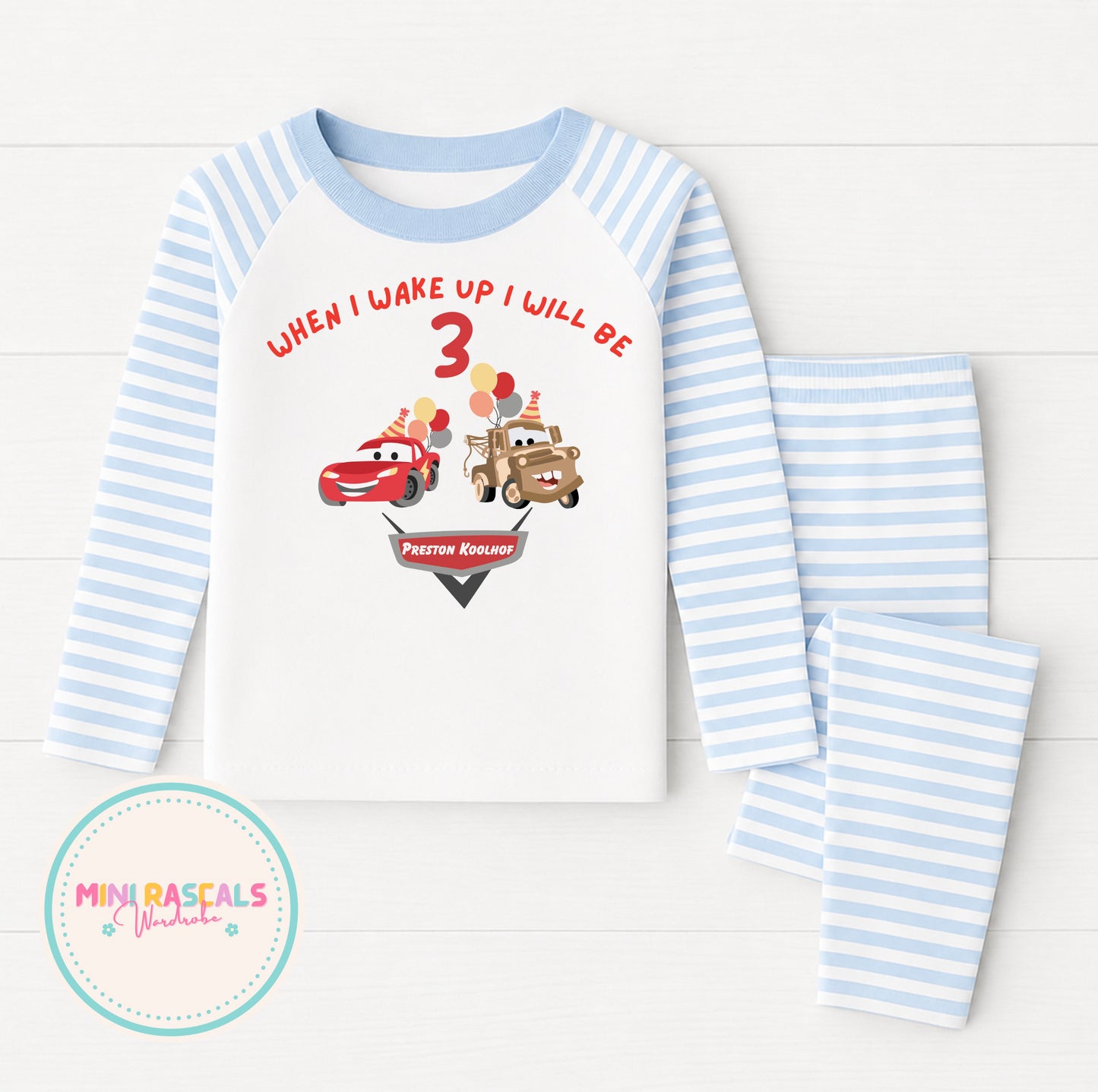 Personalised Kids 'When I Wake Up I Will Be' Cars Birthday Pyjamas