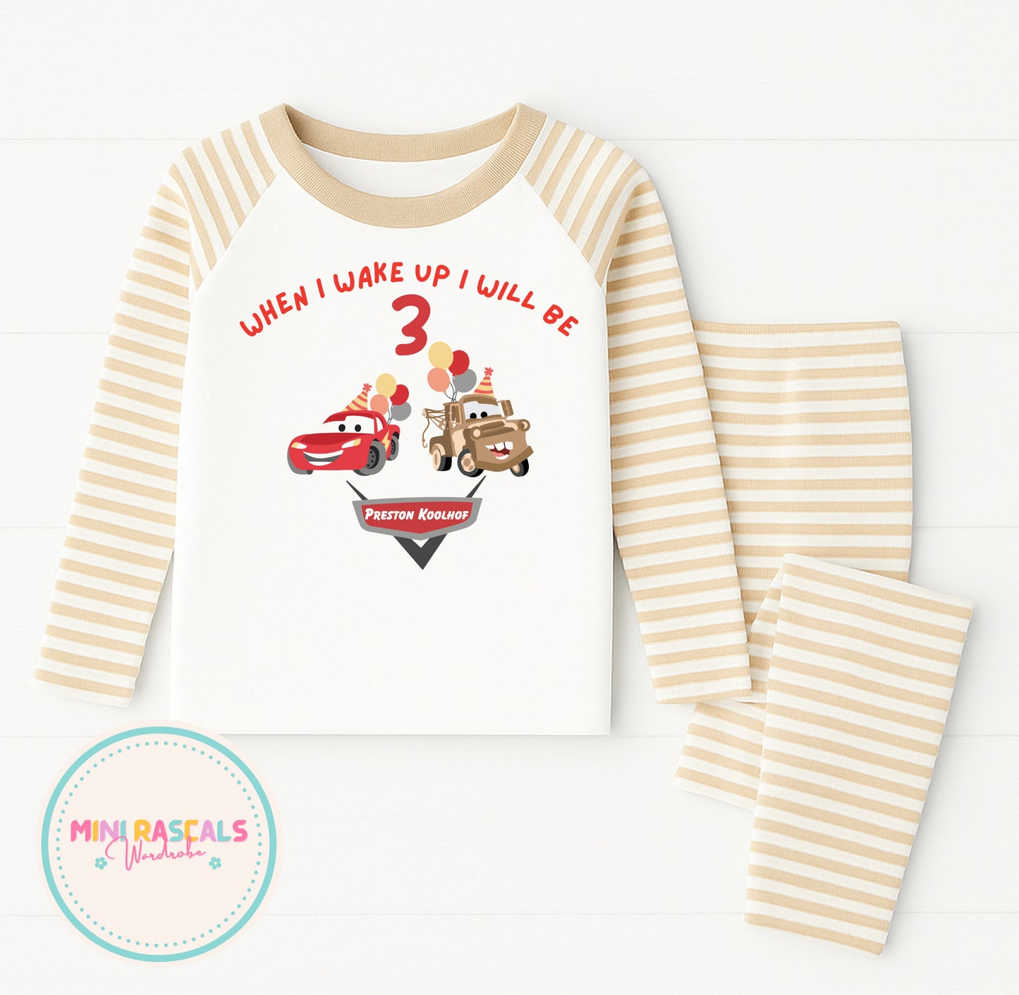 Personalised Kids 'When I Wake Up I Will Be' Cars Birthday Pyjamas