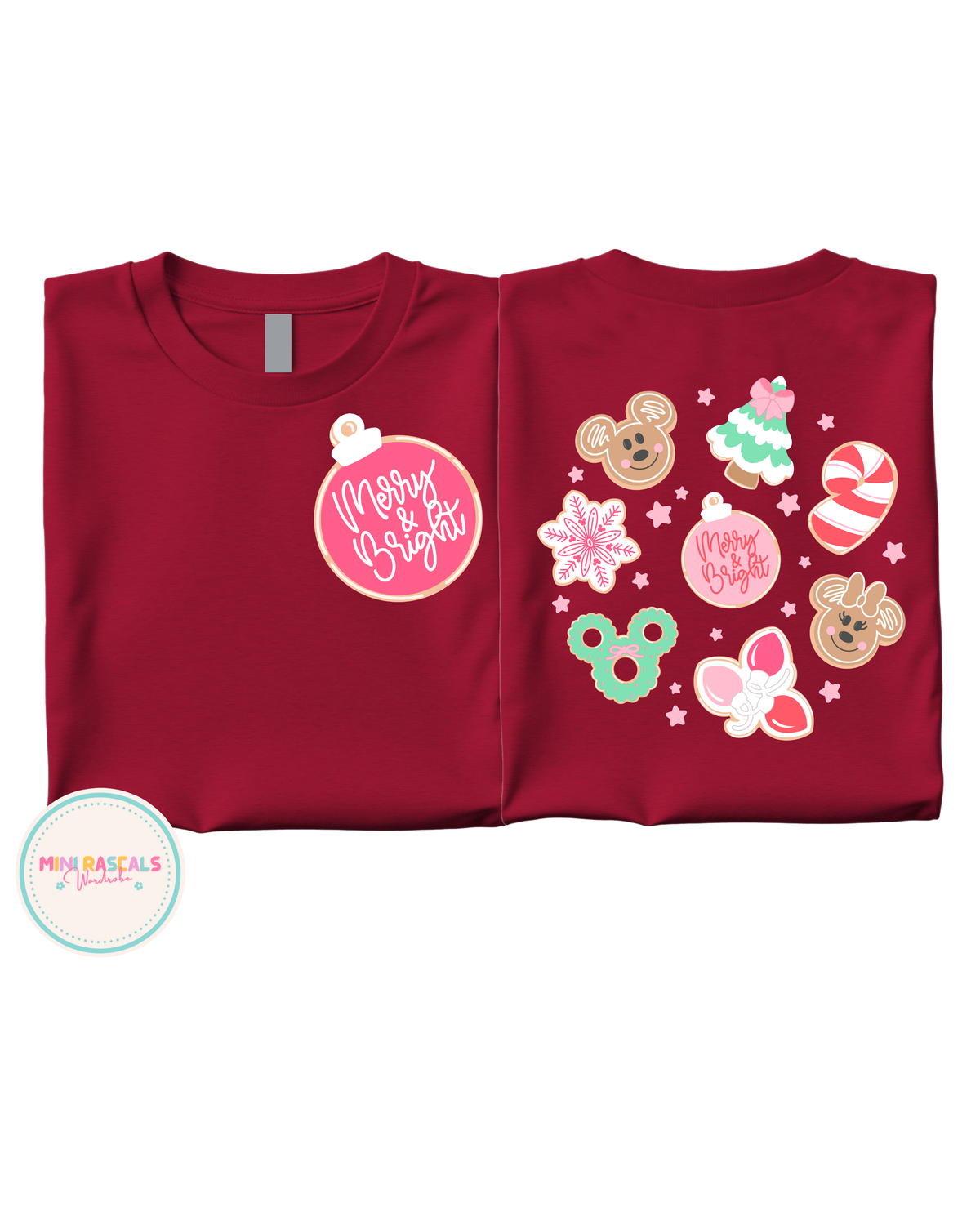 Girly Merry and Bright Christmas T-Shirt and Sweatshirt