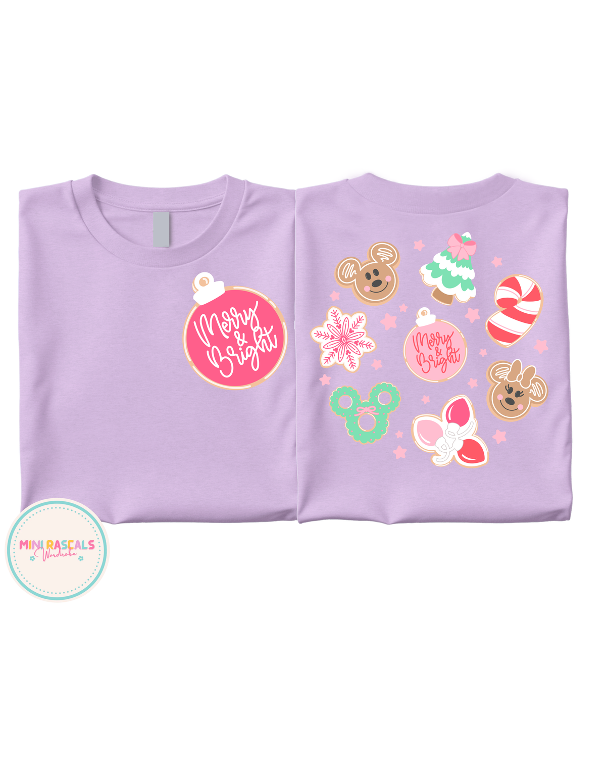 Girly Merry and Bright Christmas T-Shirt and Sweatshirt