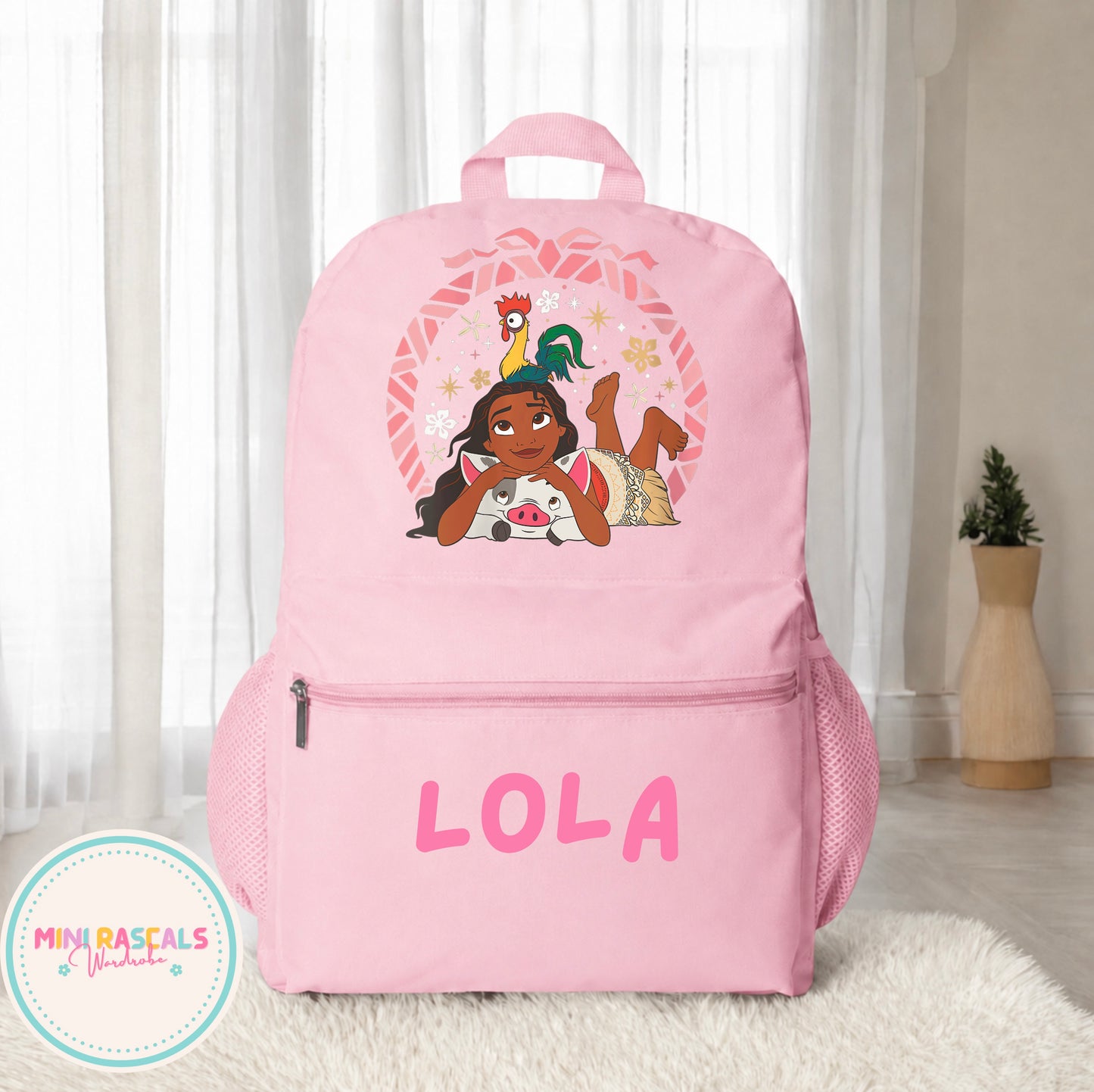 Personalised Moana Girls Backpack | Custom Name School Bag | Mini Rascals