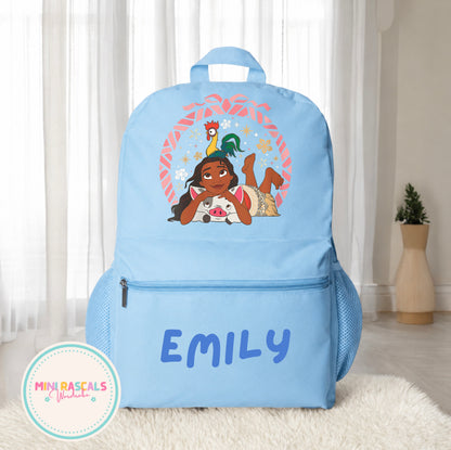 Personalised Moana Girls Backpack | Custom Name School Bag | Mini Rascals