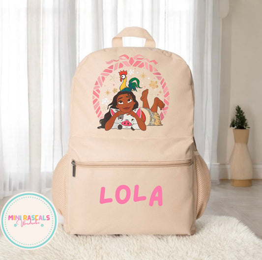 Personalised Moana Girls Backpack | Custom Name School Bag | Mini Rascals