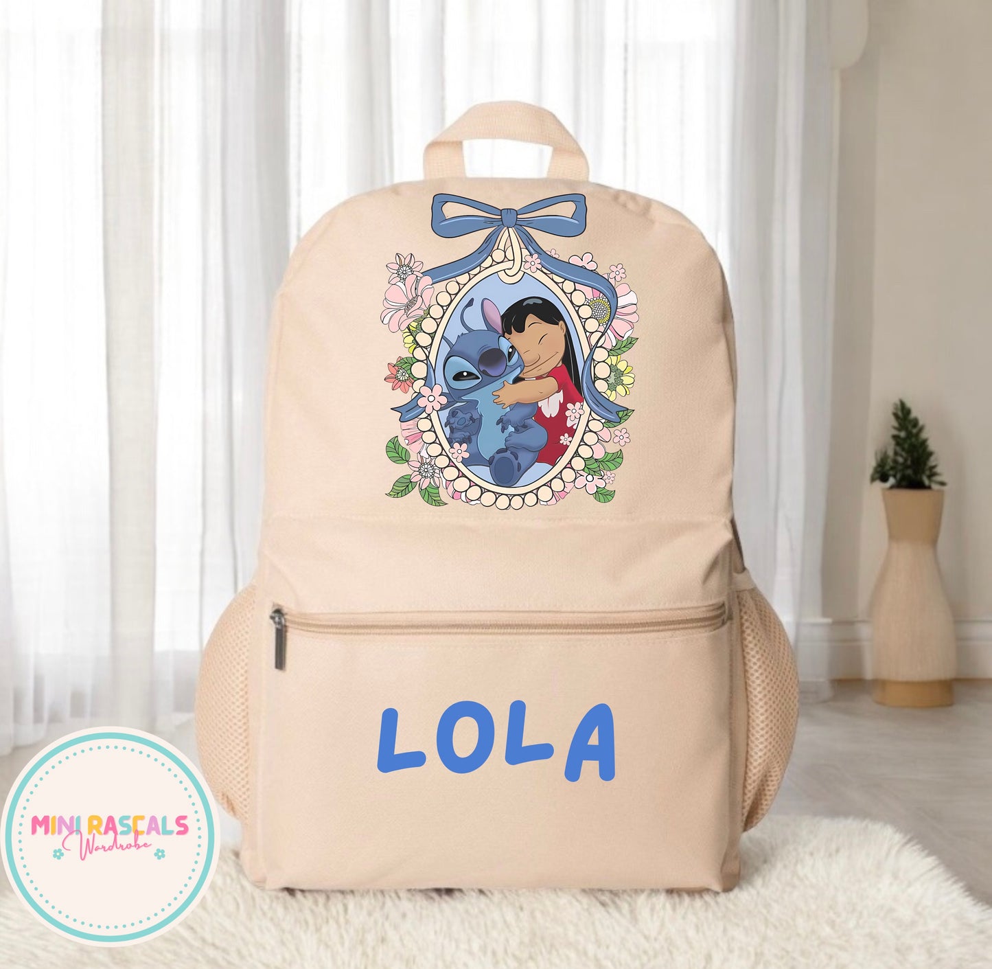 Personalised Lilo & Stitch Backpack | Custom Name School Bag | Mini Rascals