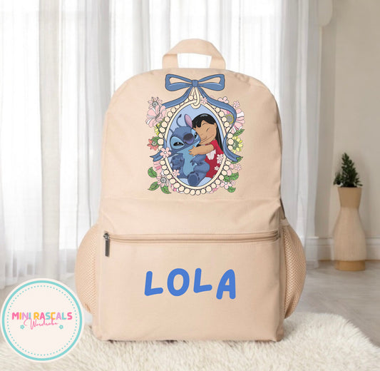 Personalised Lilo & Stitch Backpack | Custom Name School Bag | Mini Rascals