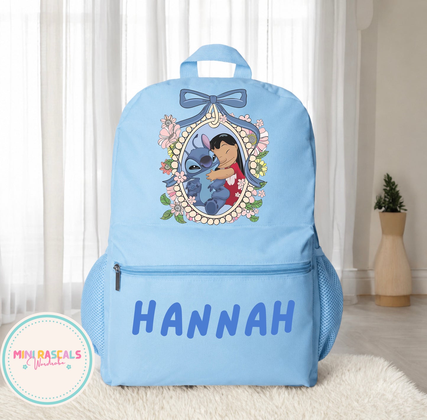 Personalised Lilo & Stitch Backpack | Custom Name School Bag | Mini Rascals