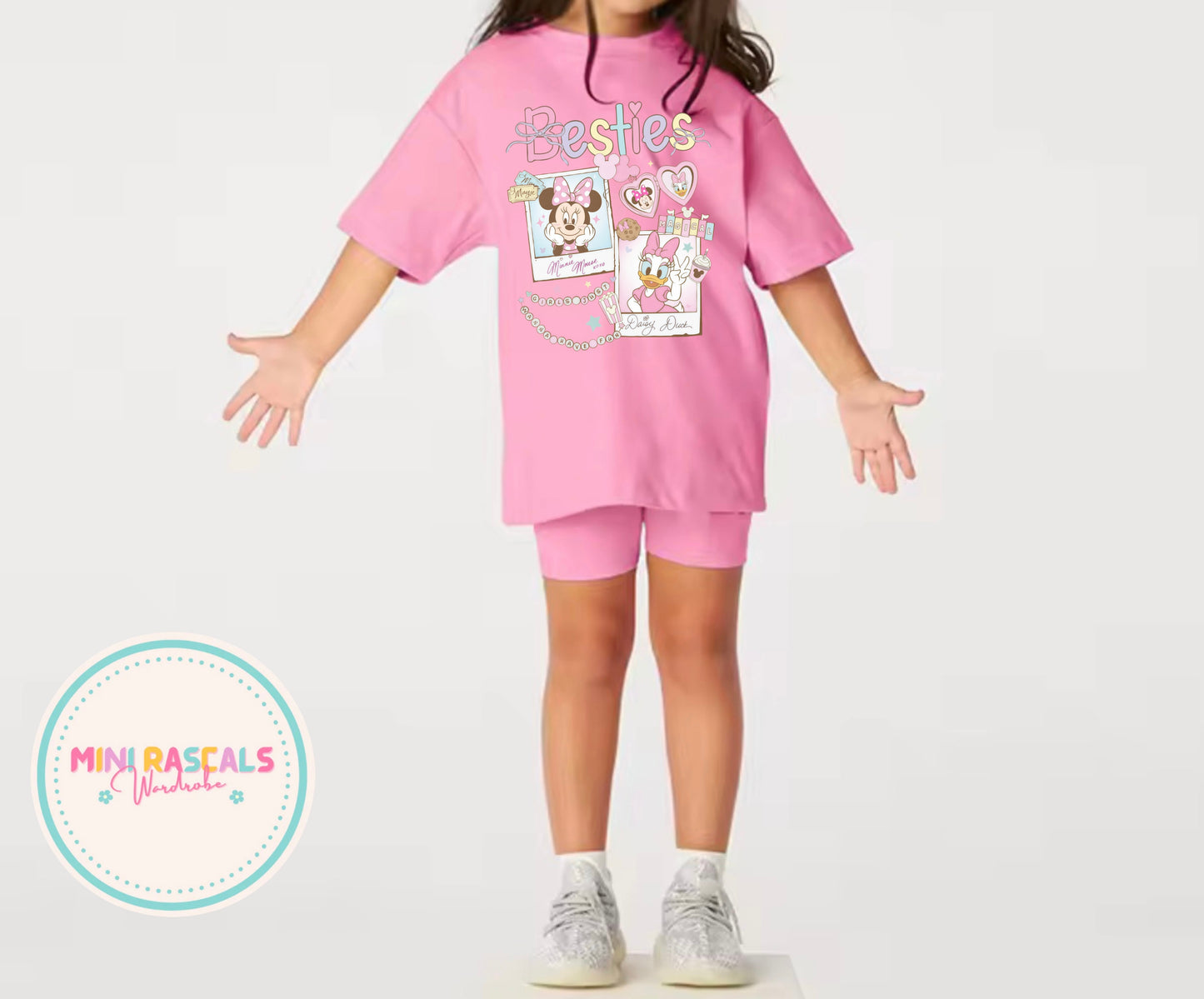 Daisy Duck & Minnie Mouse Girls T-Shirt & Shorts Set | Disney Summer Outfit | Mini Rascals