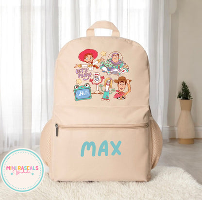 Personalised Toy Story Kids Backpack | Custom Name School Bag | Woody & Buzz Disney | Mini Rascals (Copy)