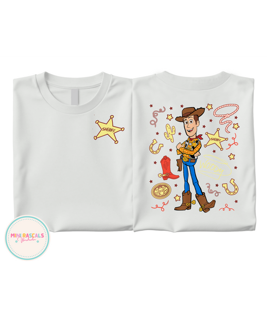 Sheriff Woody Toy Story Inspired Double Sided T-Shirt | Kids Character Tee