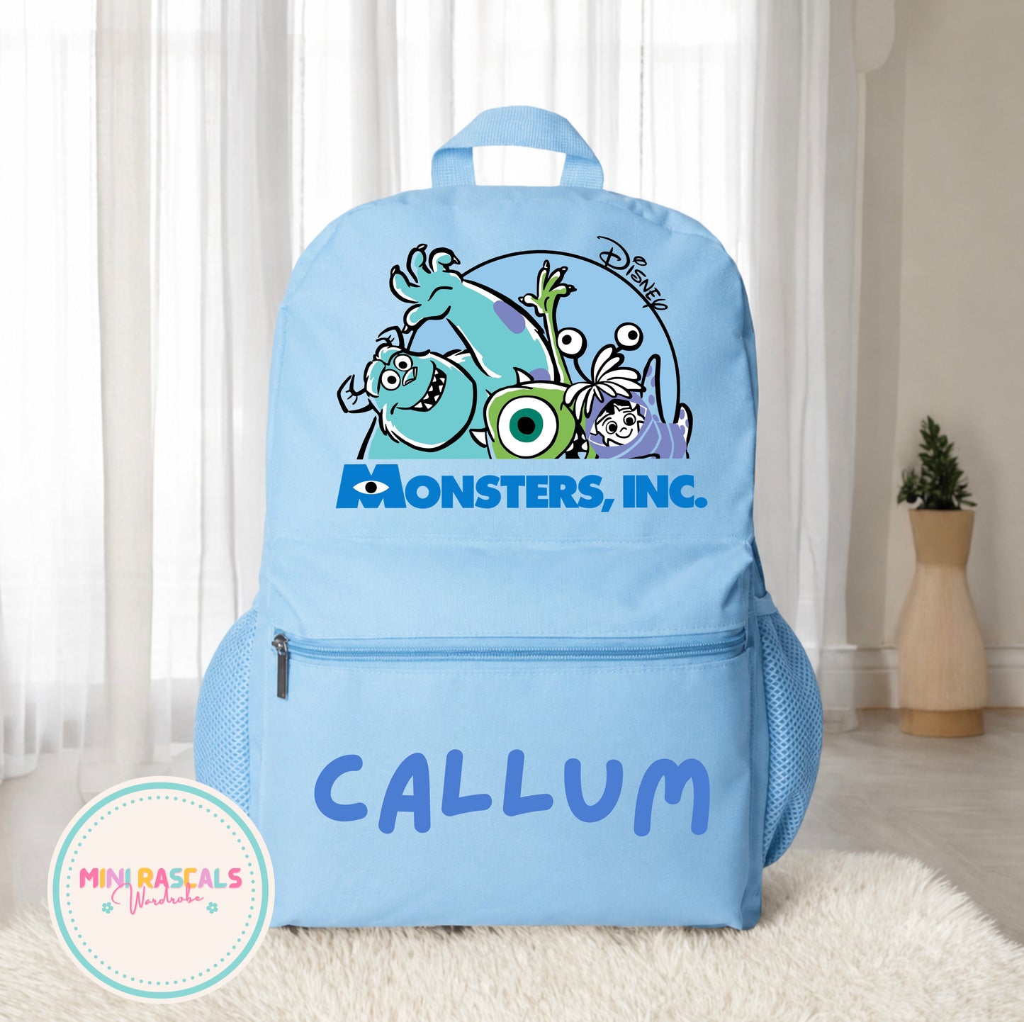 Personalised Monsters Inc Backpack | Custom Name School Bag | Mini Rascals