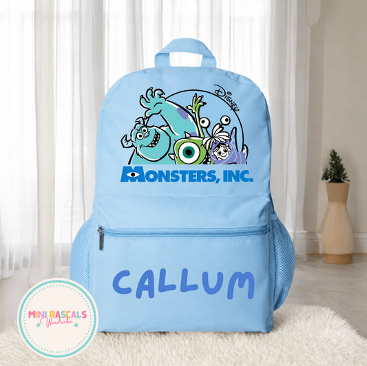 Personalised Monsters Inc Backpack | Custom Name School Bag | Mini Rascals