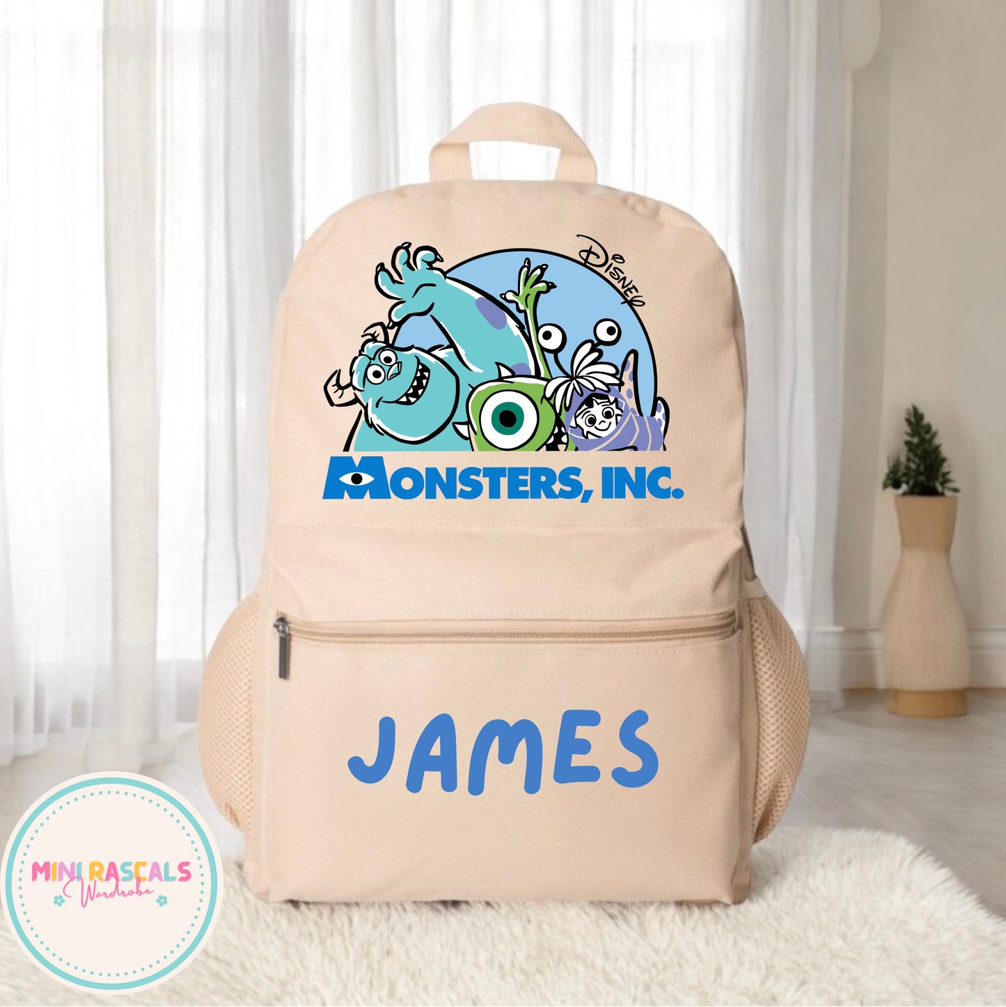 Personalised Monsters Inc Backpack | Custom Name School Bag | Mini Rascals