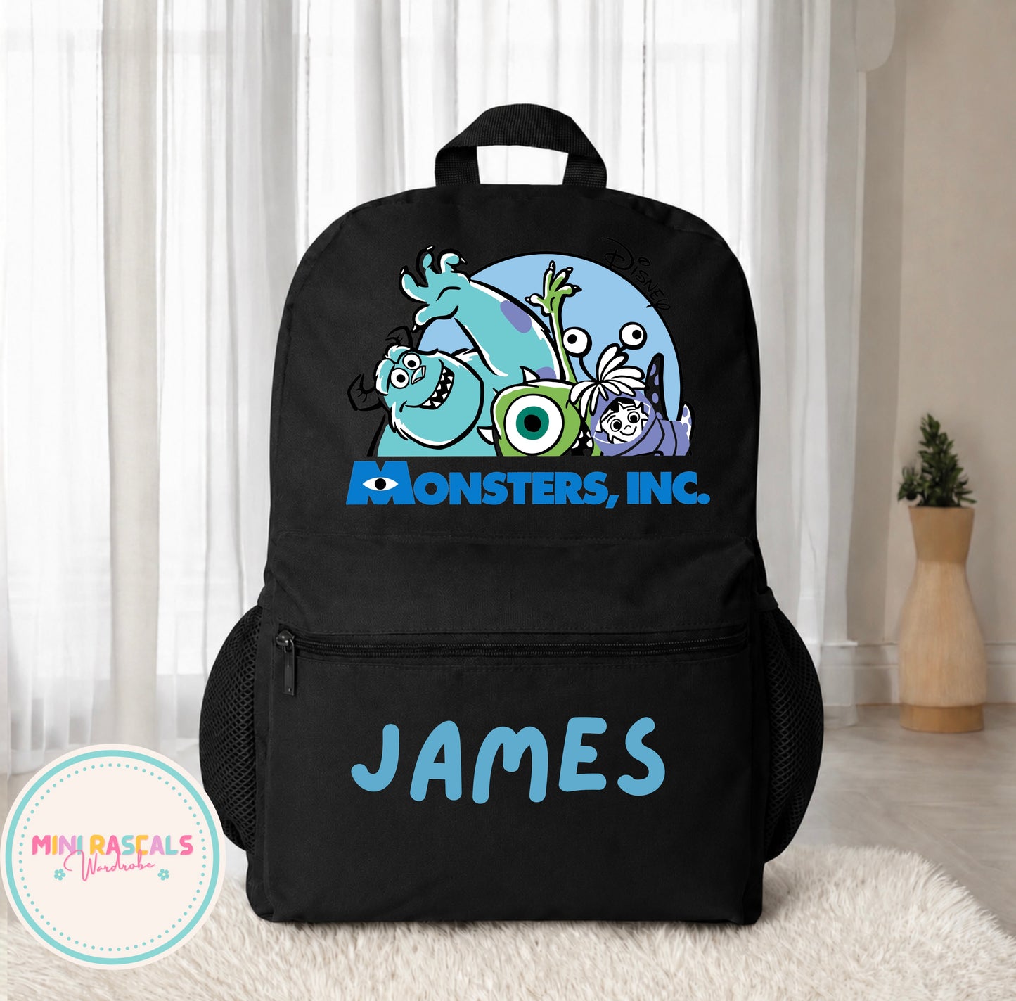 Personalised Monsters Inc Backpack | Custom Name School Bag | Mini Rascals