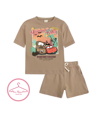 Disney Cars Summer Vibes Kids T-Shirt & Shorts Set – Boys Holiday Outfit | Mini Rascals