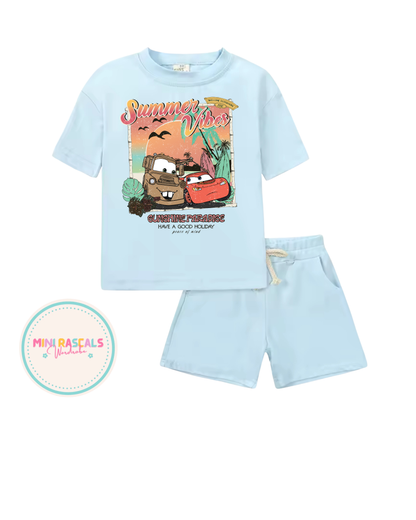 Disney Cars Summer Vibes Kids T-Shirt & Shorts Set – Boys Holiday Outfit | Mini Rascals