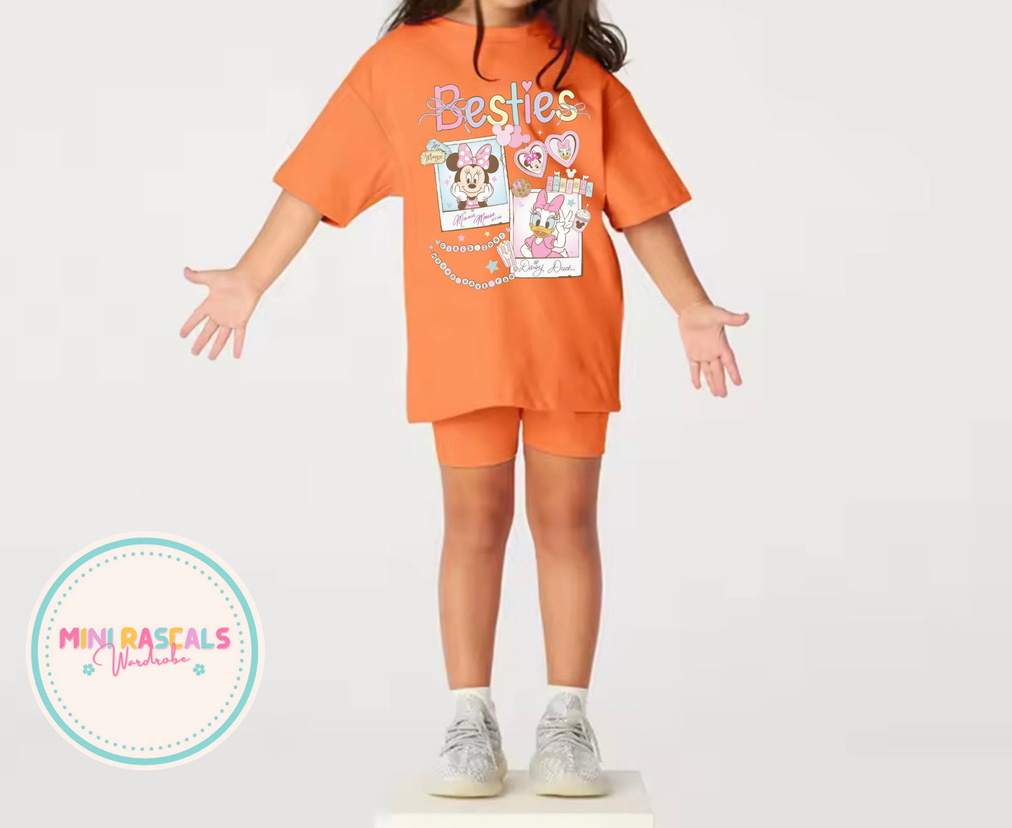 Daisy Duck & Minnie Mouse Girls T-Shirt & Shorts Set | Disney Summer Outfit | Mini Rascals