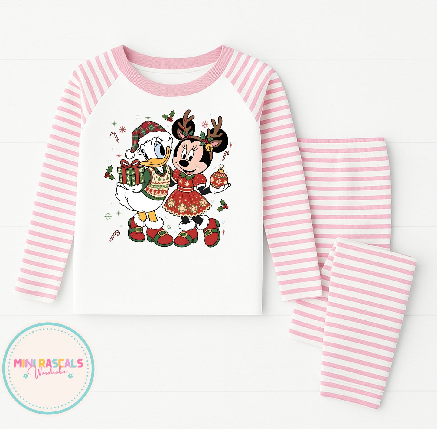 Daisy Duck & Minnie Mouse Christmas Pyjamas | Kids Disney Sleepwear