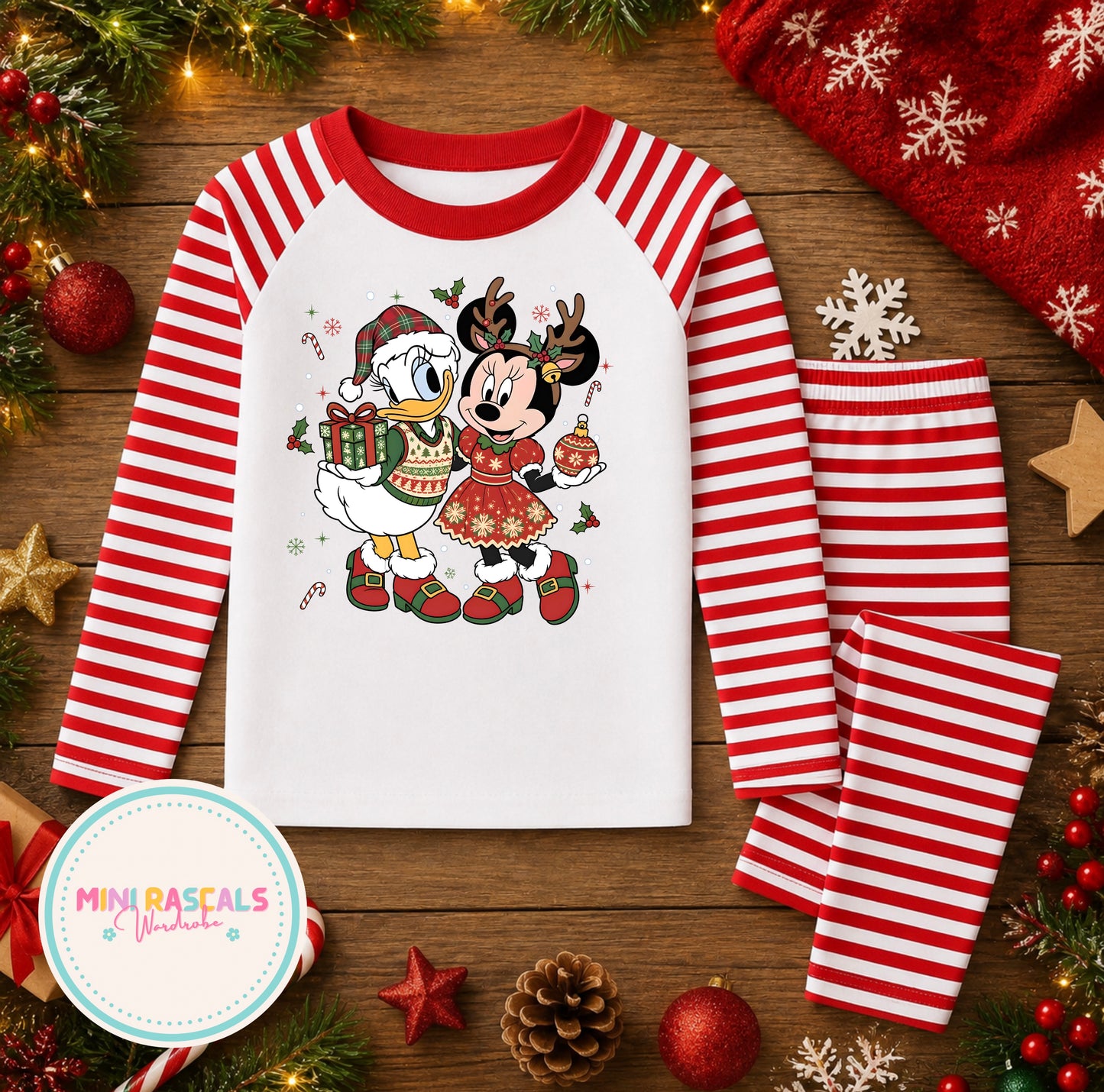 Daisy Duck & Minnie Mouse Christmas Pyjamas | Kids Disney Sleepwear
