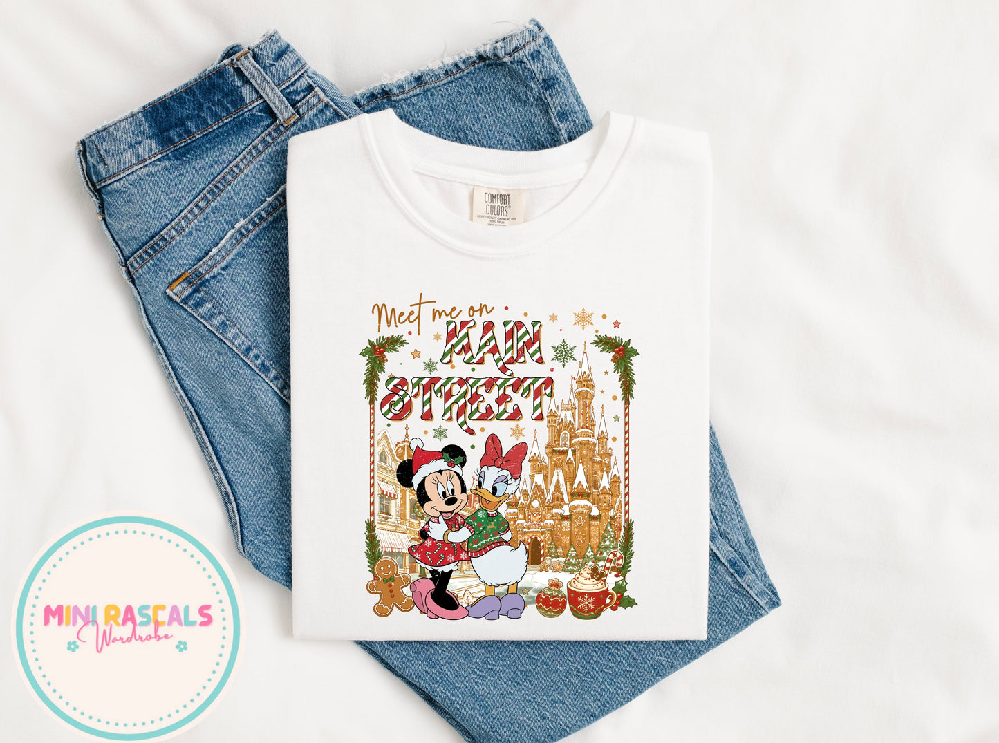 Daisy Duck & Minnie Mouse Meet Me on Main Street Christmas T-Shirt & Sweatshirt