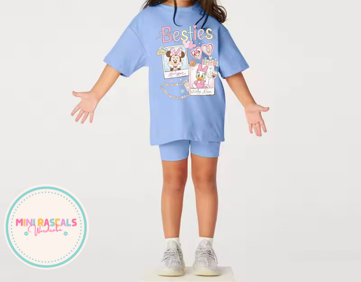 Daisy Duck & Minnie Mouse Girls T-Shirt & Shorts Set | Disney Summer Outfit | Mini Rascals