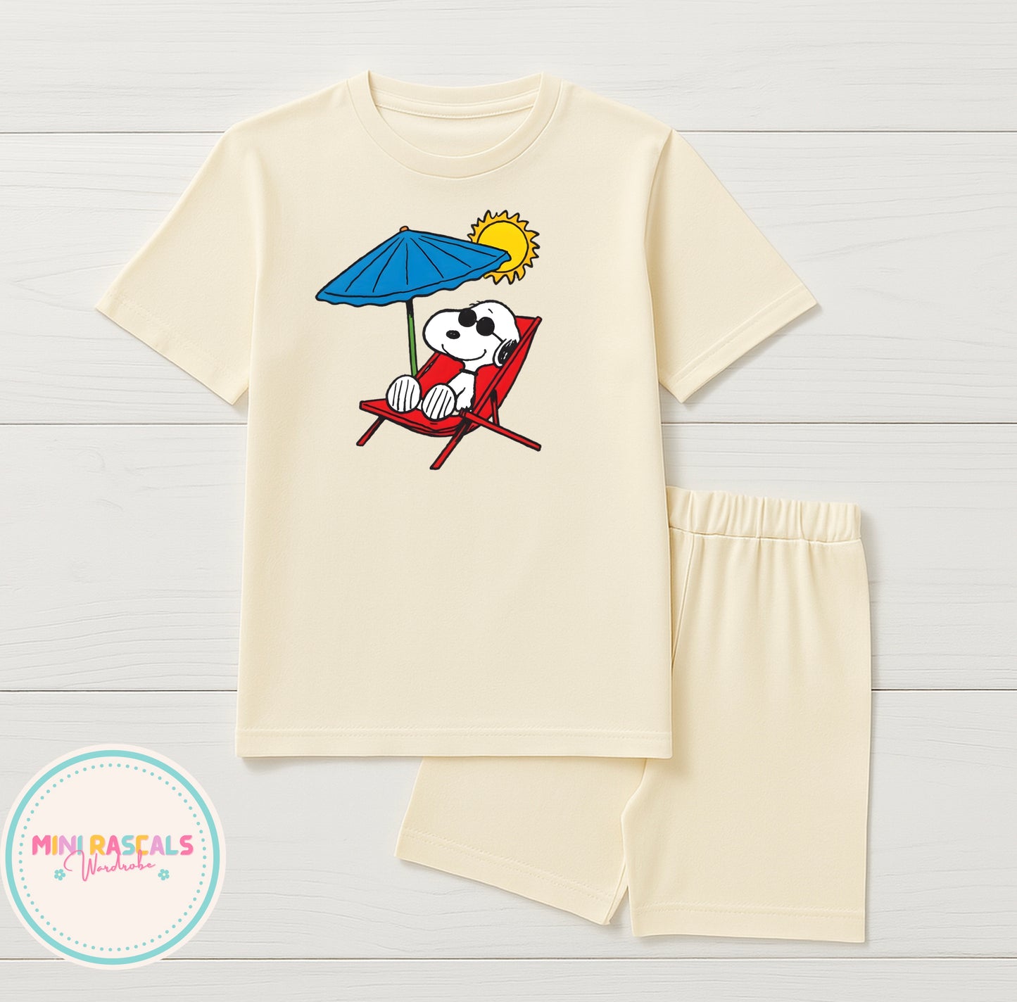 Snoopy Summer T-Shirt & Shorts Set | Kids' Character Outfit | Mini Rascals