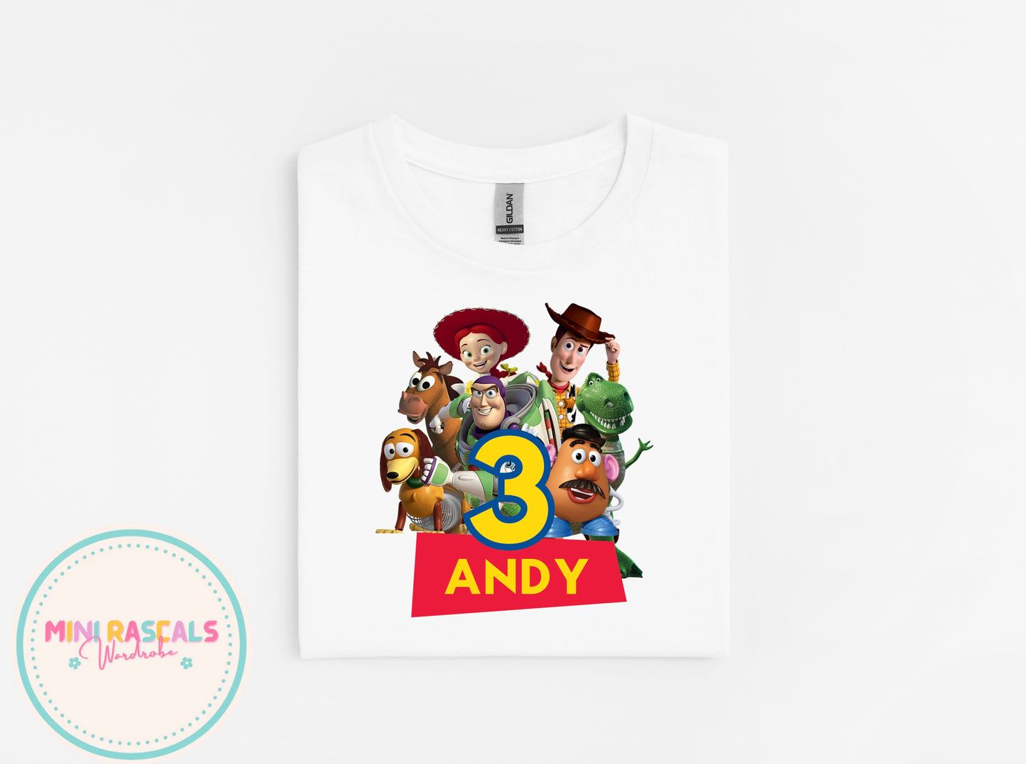 Personalised Toy Story Birthday T-Shirt | Custom Name & Age Kids Birthday Tee | Buzz Woody Pixar Gift