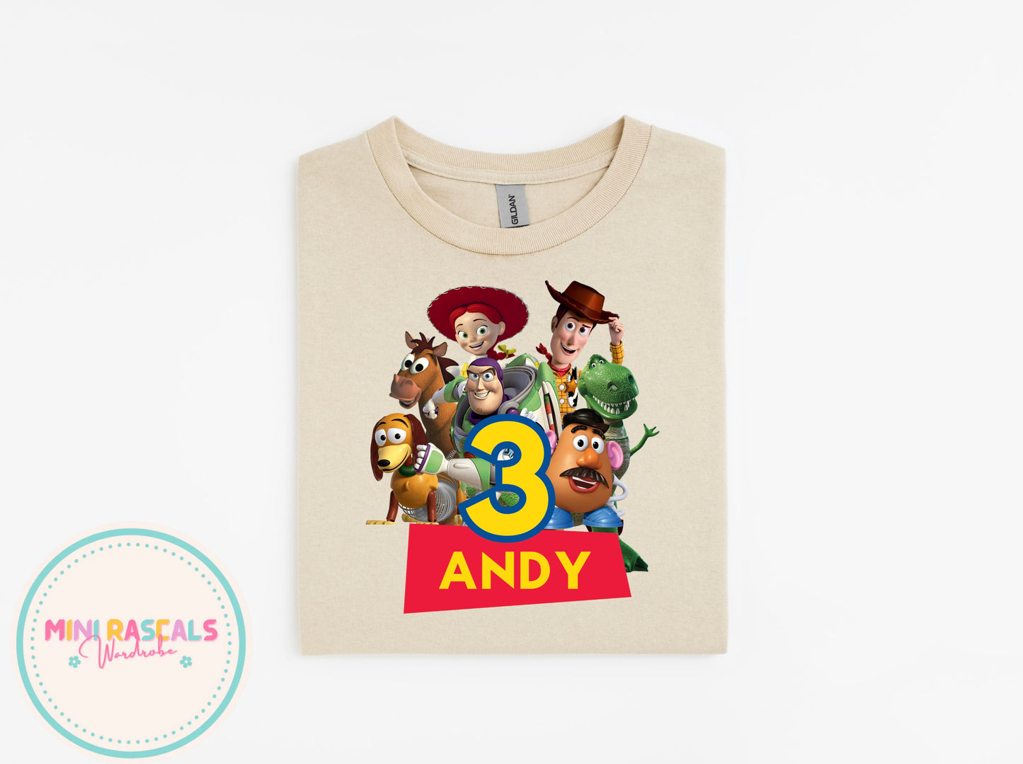 Personalised Toy Story Birthday T-Shirt | Custom Name & Age Kids Birthday Tee | Buzz Woody Pixar Gift