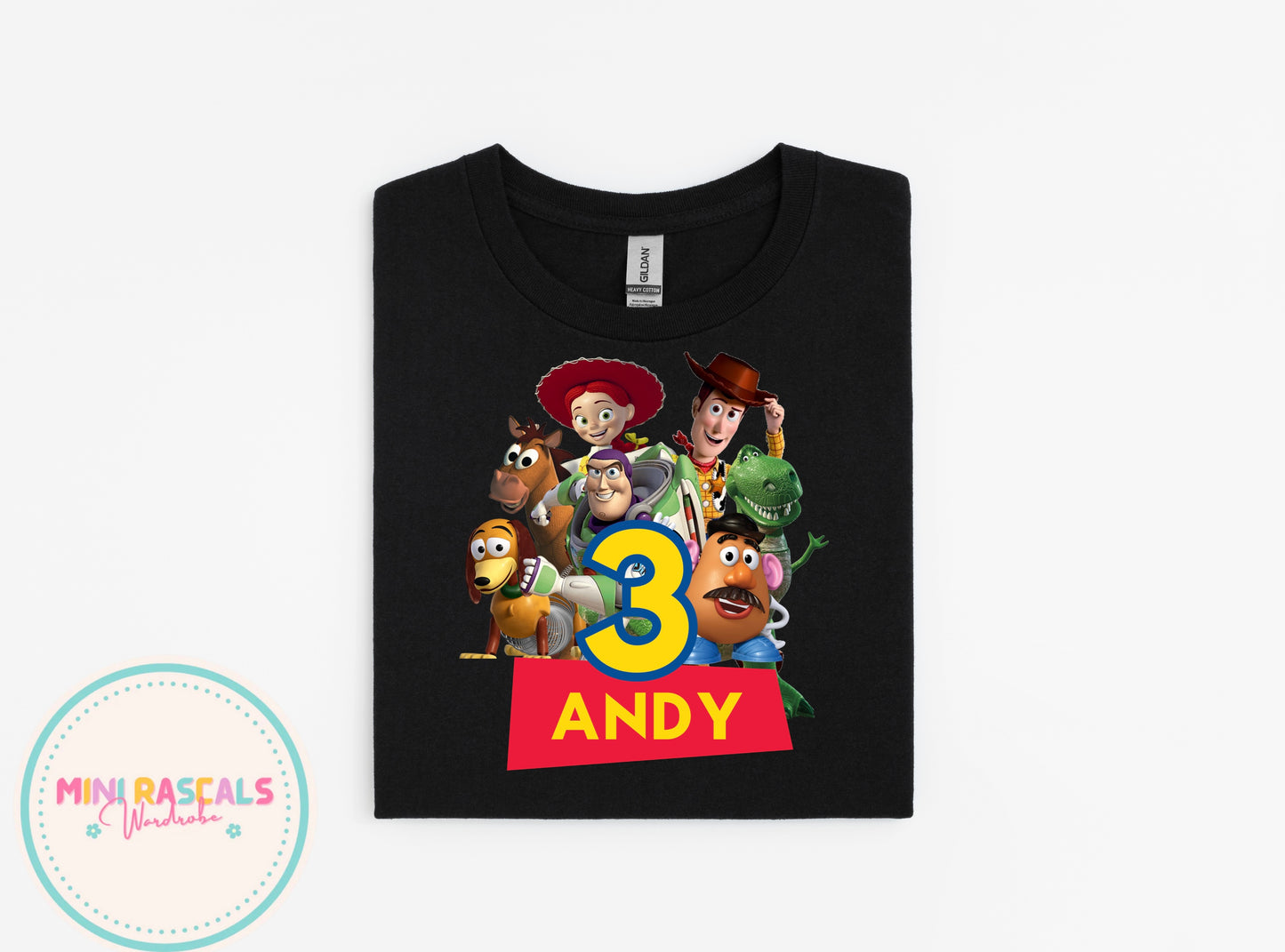Personalised Toy Story Birthday T-Shirt | Custom Name & Age Kids Birthday Tee | Buzz Woody Pixar Gift