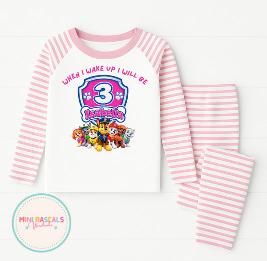 Personalised Pink ‘When I wake up I will be’ Dog Patrol Birthday Pyjamas
